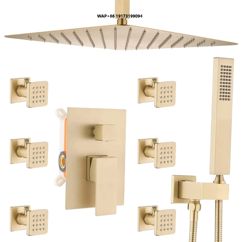 Body Brush - Brushed Gold 16Inch Ceiling Rain Shower